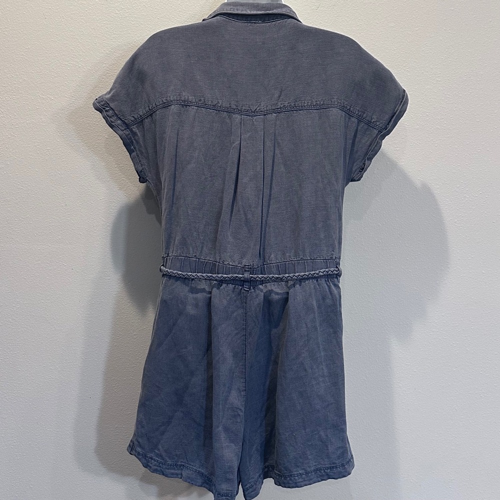 Nicole Miller New York Utility Romper Short Sleeve Belted Gray Women's M - Picture 3 of 9